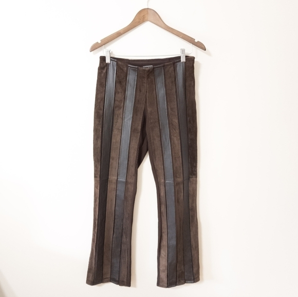 Vintage Pants - Vintage mosskito Y2K flared Leather striped flared Pants size Medium